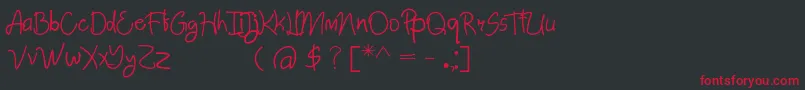 フォントAbimPenyok Regular – 黒い背景に赤い文字