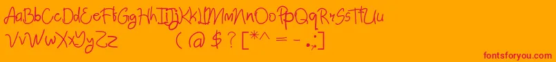 Fonte AbimPenyok Regular – fontes vermelhas em um fundo laranja