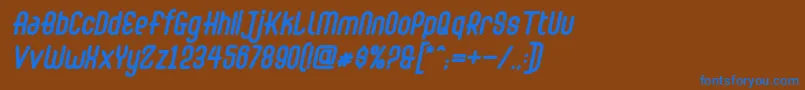 Czcionka Abingdon Bold Italic – niebieskie czcionki na brązowym tle