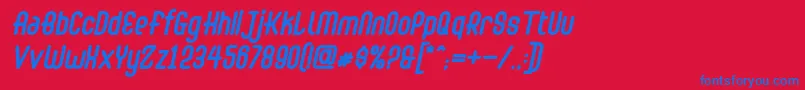 Abingdon Bold Italic-fontti – siniset fontit punaisella taustalla