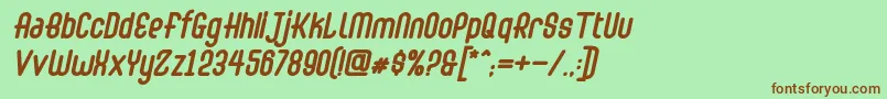 Fonte Abingdon Bold Italic – fontes marrons em um fundo verde