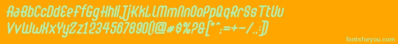 Fonte Abingdon Bold Italic – fontes verdes em um fundo laranja