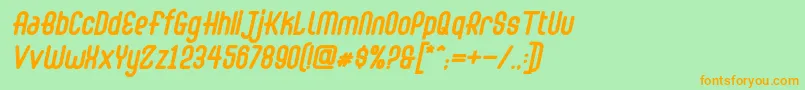 Fonte Abingdon Bold Italic – fontes laranjas em um fundo verde