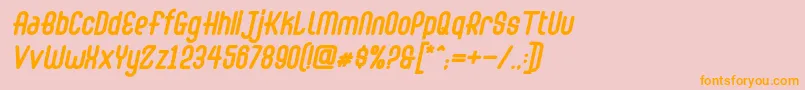 Fonte Abingdon Bold Italic – fontes laranjas em um fundo rosa