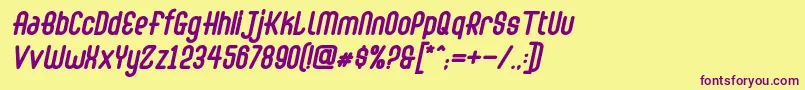 Fonte Abingdon Bold Italic – fontes roxas em um fundo amarelo