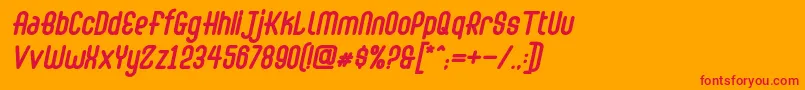 Abingdon Bold Italic-fontti – punaiset fontit oranssilla taustalla