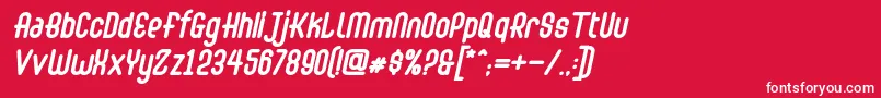 Abingdon Bold Italic-fontti – valkoiset fontit punaisella taustalla