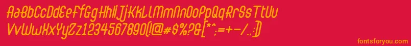 Fonte Abingdon Italic – fontes laranjas em um fundo vermelho