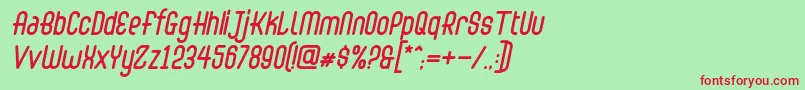 Abingdon Italic-fontti – punaiset fontit vihreällä taustalla