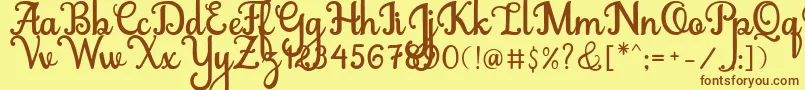 Abiyells-Schriftart – Braune Schriften auf gelbem Hintergrund
