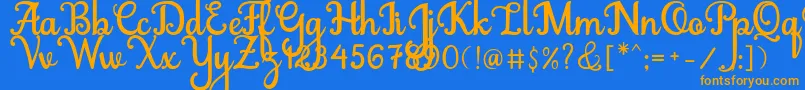 Abiyells Font – Orange Fonts on Blue Background