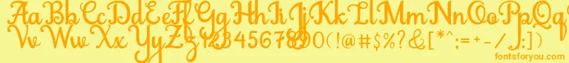 Abiyells-Schriftart – Orangefarbene Schriften auf gelbem Hintergrund