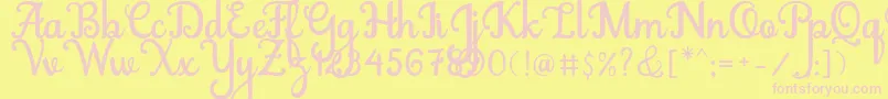Abiyells Font – Pink Fonts on Yellow Background