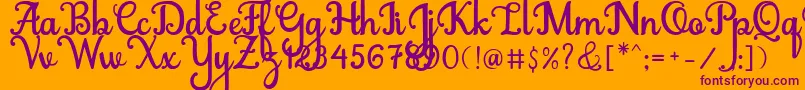 Abiyells Font – Purple Fonts on Orange Background