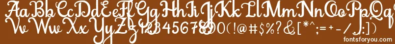 Abiyells-Schriftart – Weiße Schriften auf braunem Hintergrund