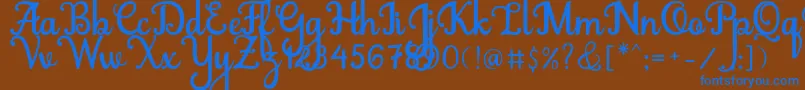 Abiyells Font – Blue Fonts on Brown Background