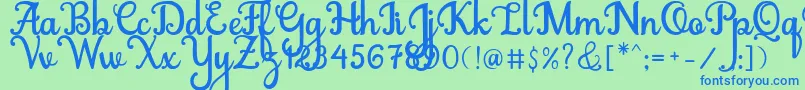 Abiyells Font – Blue Fonts on Green Background