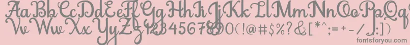 Weitere Informationen zur Abiyells-Schriftart Abiyells-Schriftart – Graue Schriften auf rosa Hintergrund