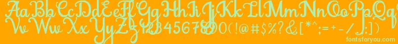 Abiyells Font – Green Fonts on Orange Background
