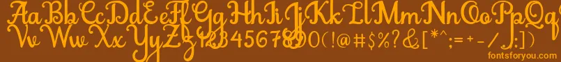 Abiyells Font – Orange Fonts on Brown Background