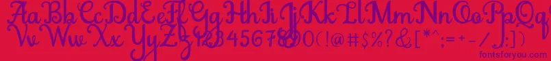 Abiyells Font – Purple Fonts on Red Background
