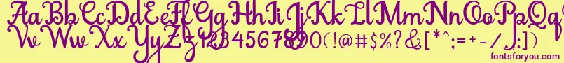 Abiyells Font – Purple Fonts on Yellow Background