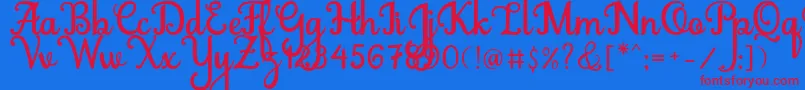 Abiyells-Schriftart – Rote Schriften auf blauem Hintergrund