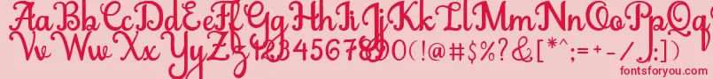 フォントAbiyells – ピンクの背景に赤い文字