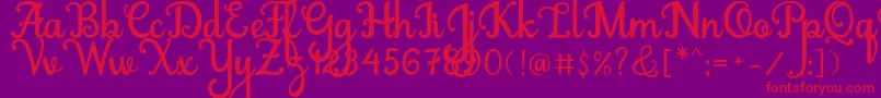 フォントAbiyells – 紫の背景に赤い文字