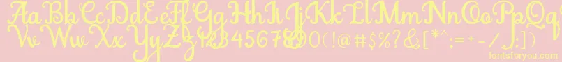 Abiyells Font – Yellow Fonts on Pink Background
