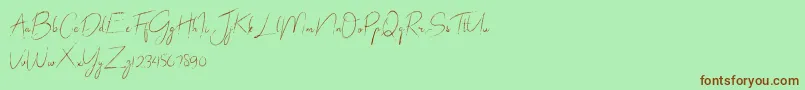 abrakadabra-Schriftart – Braune Schriften auf grünem Hintergrund