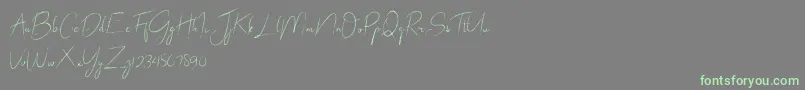 abrakadabra-Schriftart – Grüne Schriften auf grauem Hintergrund