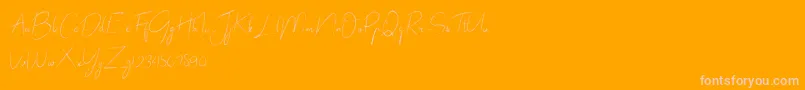 abrakadabra-fontti – vaaleanpunaiset fontit oranssilla taustalla