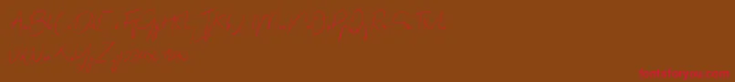 abrakadabra-Schriftart – Rote Schriften auf braunem Hintergrund