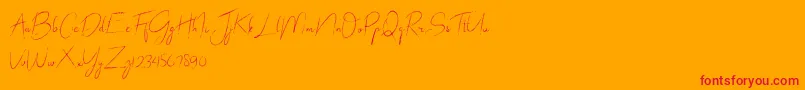abrakadabra-fontti – punaiset fontit oranssilla taustalla