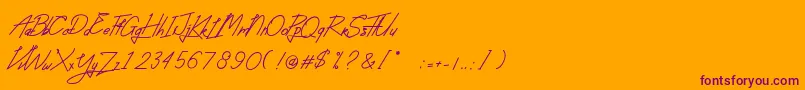 Czcionka AbsoluteNeonScript – fioletowe czcionki na pomarańczowym tle