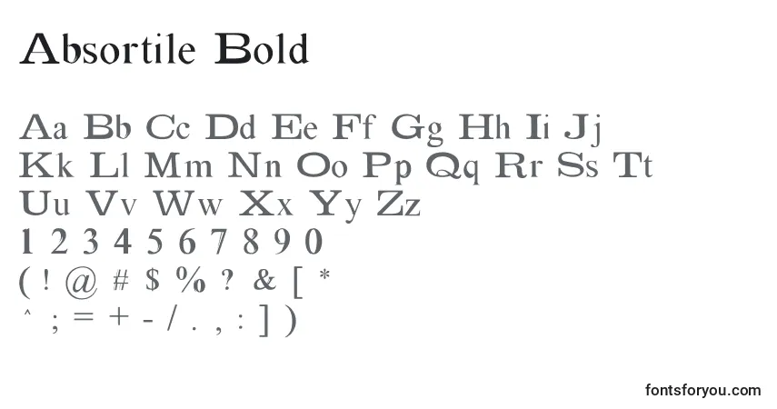 Шрифт Absortile Bold – алфавит, цифры, специальные символы