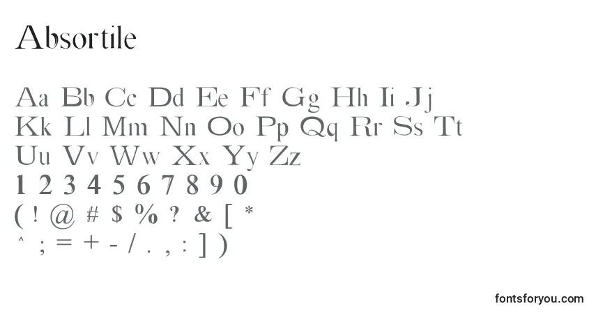 Schriftart Absortile – Alphabet, Zahlen, spezielle Symbole