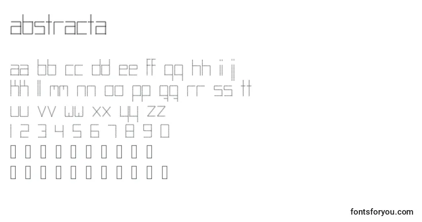 Abstracta-fontti – aakkoset, numerot, erikoismerkit