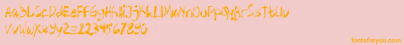 Abstrak-Schriftart – Orangefarbene Schriften auf rosa Hintergrund