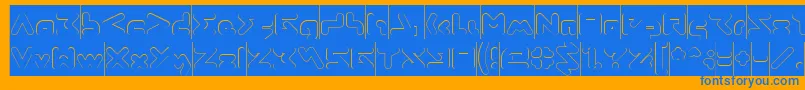 ABSTRASCTIK Hollow Inverse-Schriftart – Blaue Schriften auf orangefarbenem Hintergrund