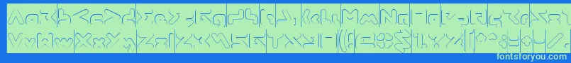 ABSTRASCTIK Hollow Inverse-fontti – vihreät fontit sinisellä taustalla