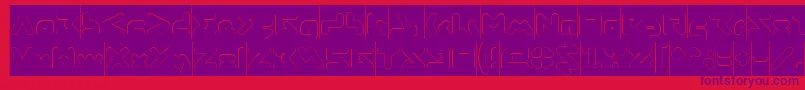ABSTRASCTIK Hollow Inverse-fontti – violetit fontit punaisella taustalla