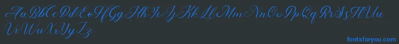 Abundant Script Demo-Schriftart – Blaue Schriften auf schwarzem Hintergrund