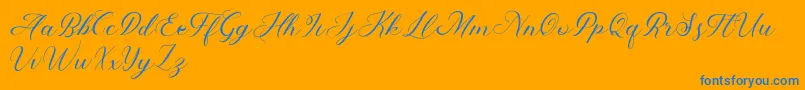 Abundant Script Demo-Schriftart – Blaue Schriften auf orangefarbenem Hintergrund