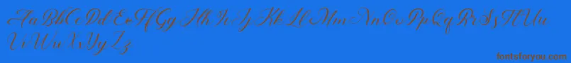 Abundant Script Demo-Schriftart – Braune Schriften auf blauem Hintergrund