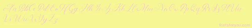 Abundant Script Demo-Schriftart – Rosa Schriften auf gelbem Hintergrund