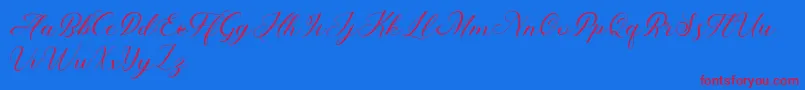 Abundant Script Demo-Schriftart – Rote Schriften auf blauem Hintergrund