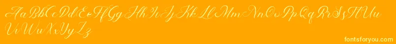 Abundant Script Demo-Schriftart – Gelbe Schriften auf orangefarbenem Hintergrund