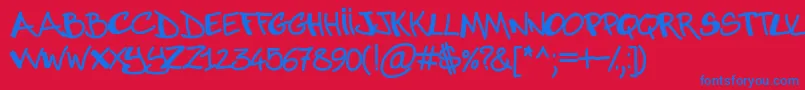 Abuse Font – Blue Fonts on Red Background